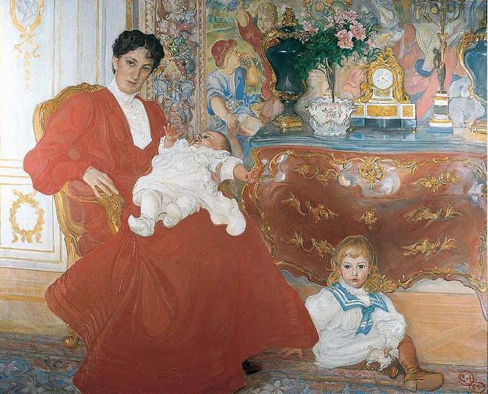 Carl Larsson Mrs Dora Lamm and Her Two Eldest Sons France oil painting art